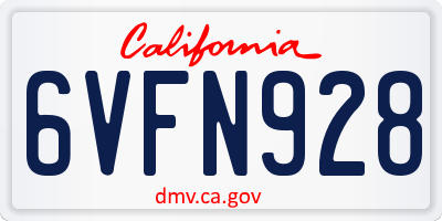 CA license plate 6VFN928