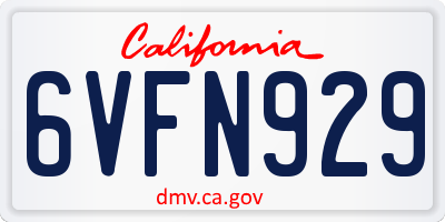 CA license plate 6VFN929