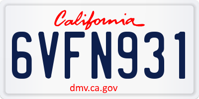 CA license plate 6VFN931