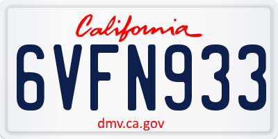 CA license plate 6VFN933
