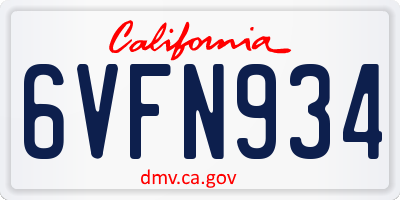CA license plate 6VFN934
