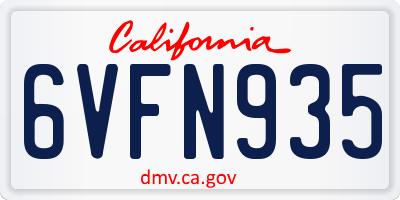 CA license plate 6VFN935