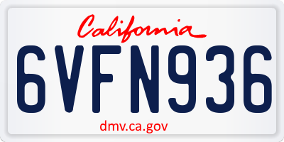 CA license plate 6VFN936