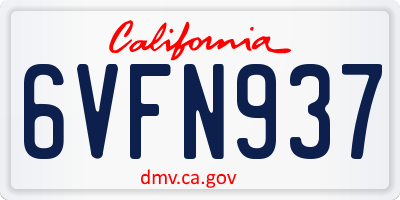 CA license plate 6VFN937