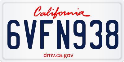 CA license plate 6VFN938