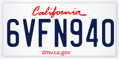 CA license plate 6VFN940