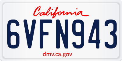 CA license plate 6VFN943
