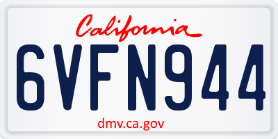 CA license plate 6VFN944