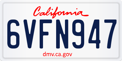 CA license plate 6VFN947