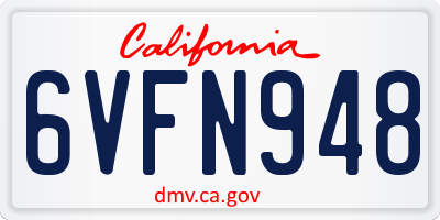 CA license plate 6VFN948