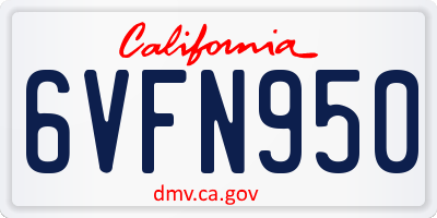 CA license plate 6VFN950