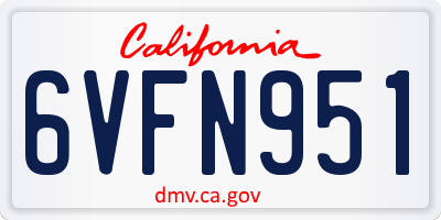 CA license plate 6VFN951