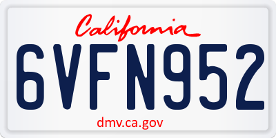 CA license plate 6VFN952