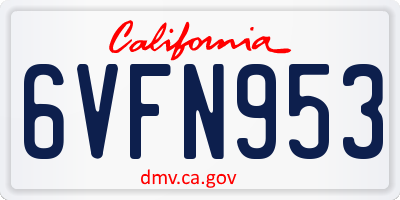CA license plate 6VFN953
