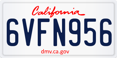 CA license plate 6VFN956