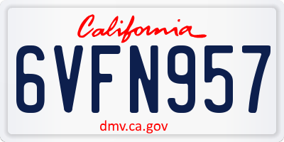 CA license plate 6VFN957
