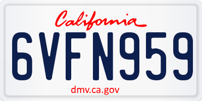 CA license plate 6VFN959