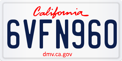CA license plate 6VFN960