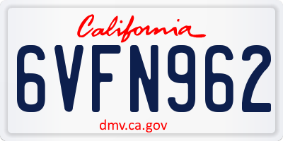 CA license plate 6VFN962