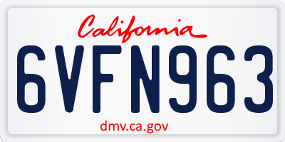 CA license plate 6VFN963