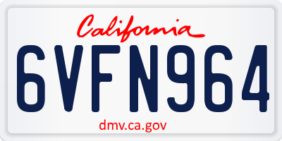 CA license plate 6VFN964