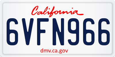 CA license plate 6VFN966