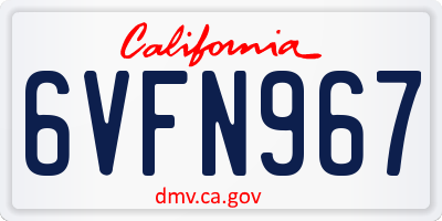 CA license plate 6VFN967