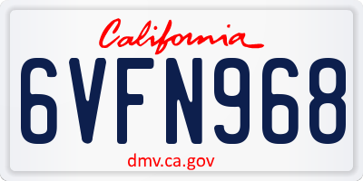 CA license plate 6VFN968