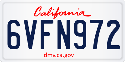 CA license plate 6VFN972