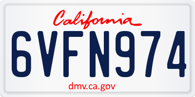 CA license plate 6VFN974