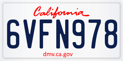 CA license plate 6VFN978