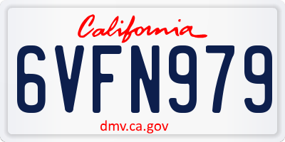 CA license plate 6VFN979