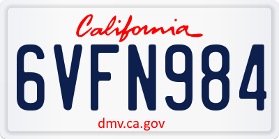 CA license plate 6VFN984