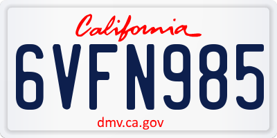 CA license plate 6VFN985