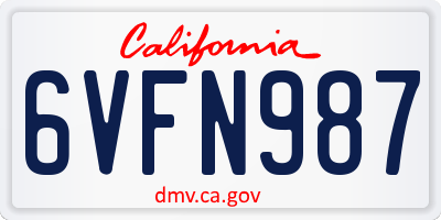 CA license plate 6VFN987