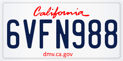 CA license plate 6VFN988