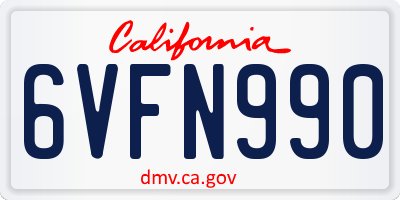 CA license plate 6VFN990