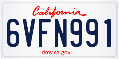 CA license plate 6VFN991