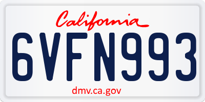 CA license plate 6VFN993