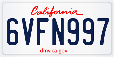 CA license plate 6VFN997