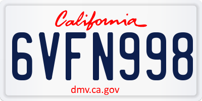 CA license plate 6VFN998