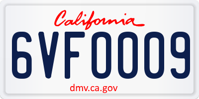CA license plate 6VFO009