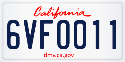 CA license plate 6VFO011