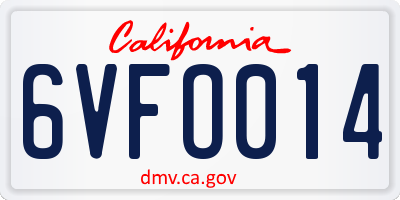 CA license plate 6VFO014