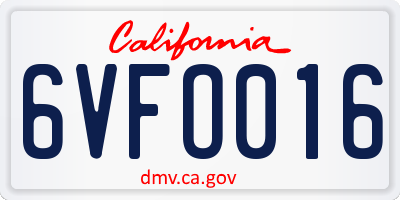 CA license plate 6VFO016