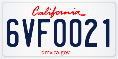 CA license plate 6VFO021