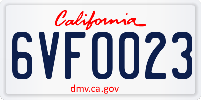 CA license plate 6VFO023