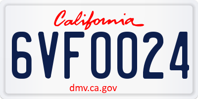 CA license plate 6VFO024