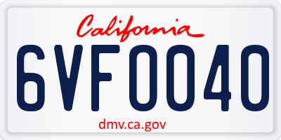 CA license plate 6VFO040