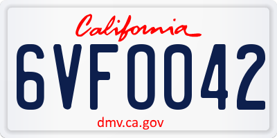CA license plate 6VFO042